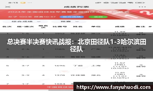 总决赛半决赛快讯战报：北京田径队1-3哈尔滨田径队